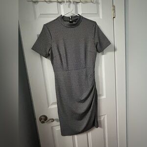 RW&CO. Black and White Short Sleeve Midi Dress